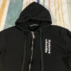 Chrome Hearts Horseshoe Floral Cross-Sleeve Zip Up Hoodie